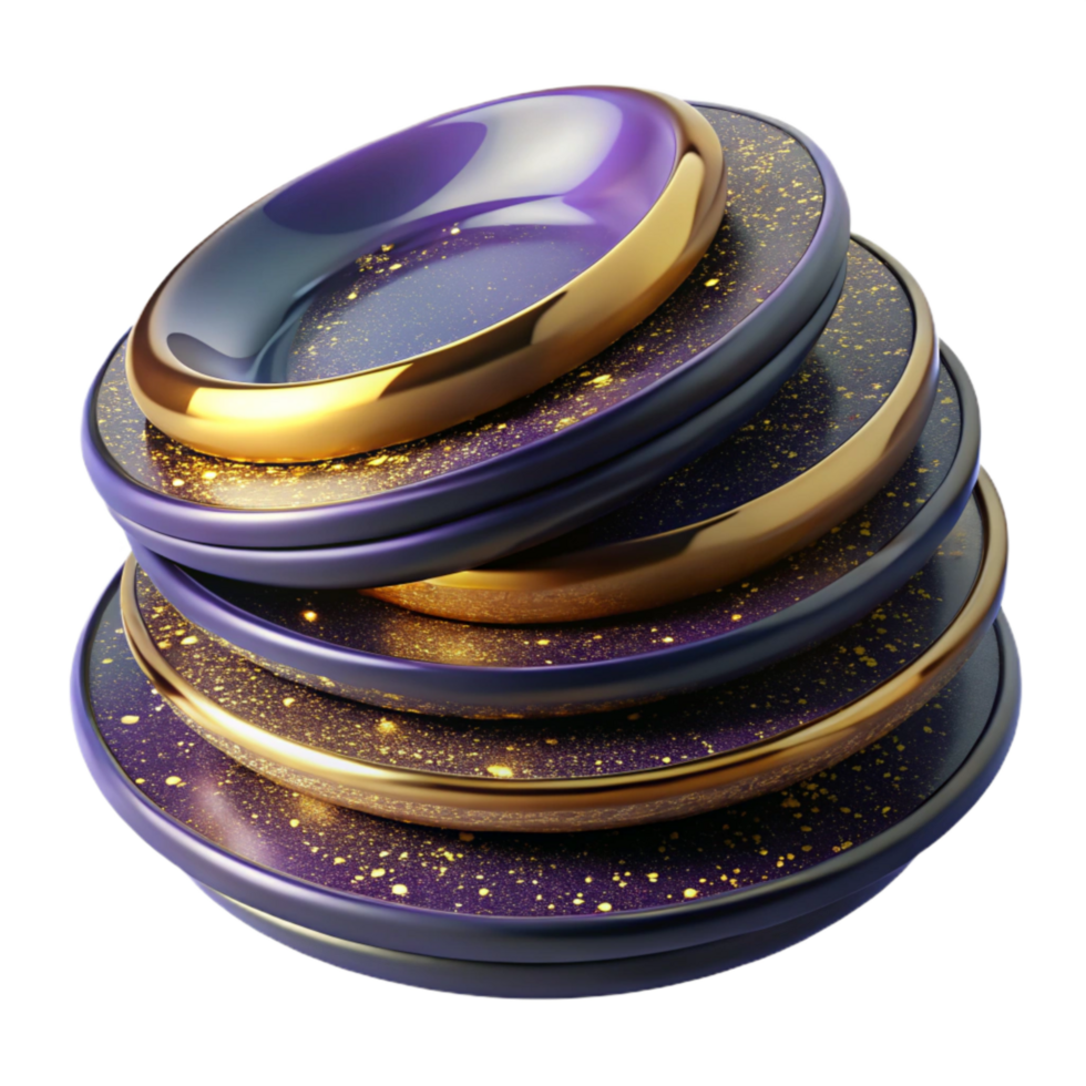 serene contemporary Stack of Plates Side View Isolated Element exclusive png