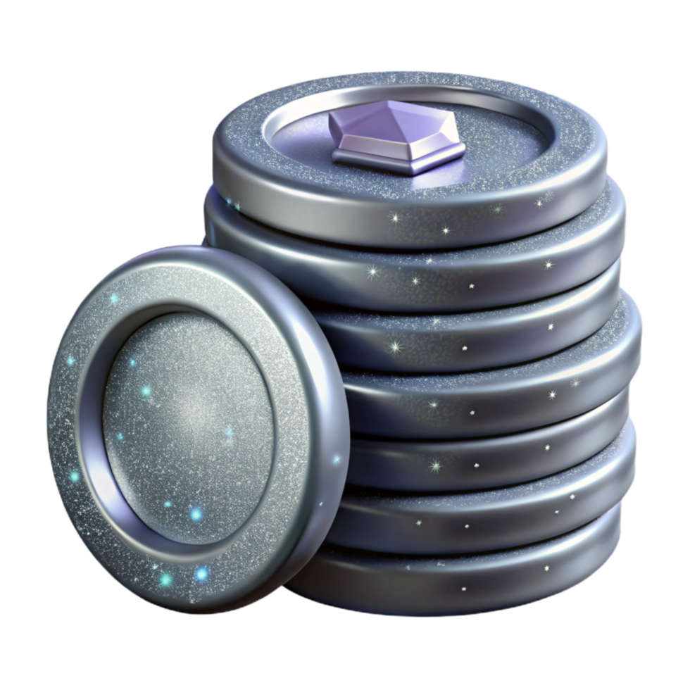 wonderful vintage Stack of Silver Coins Isolated on Transparent Background png