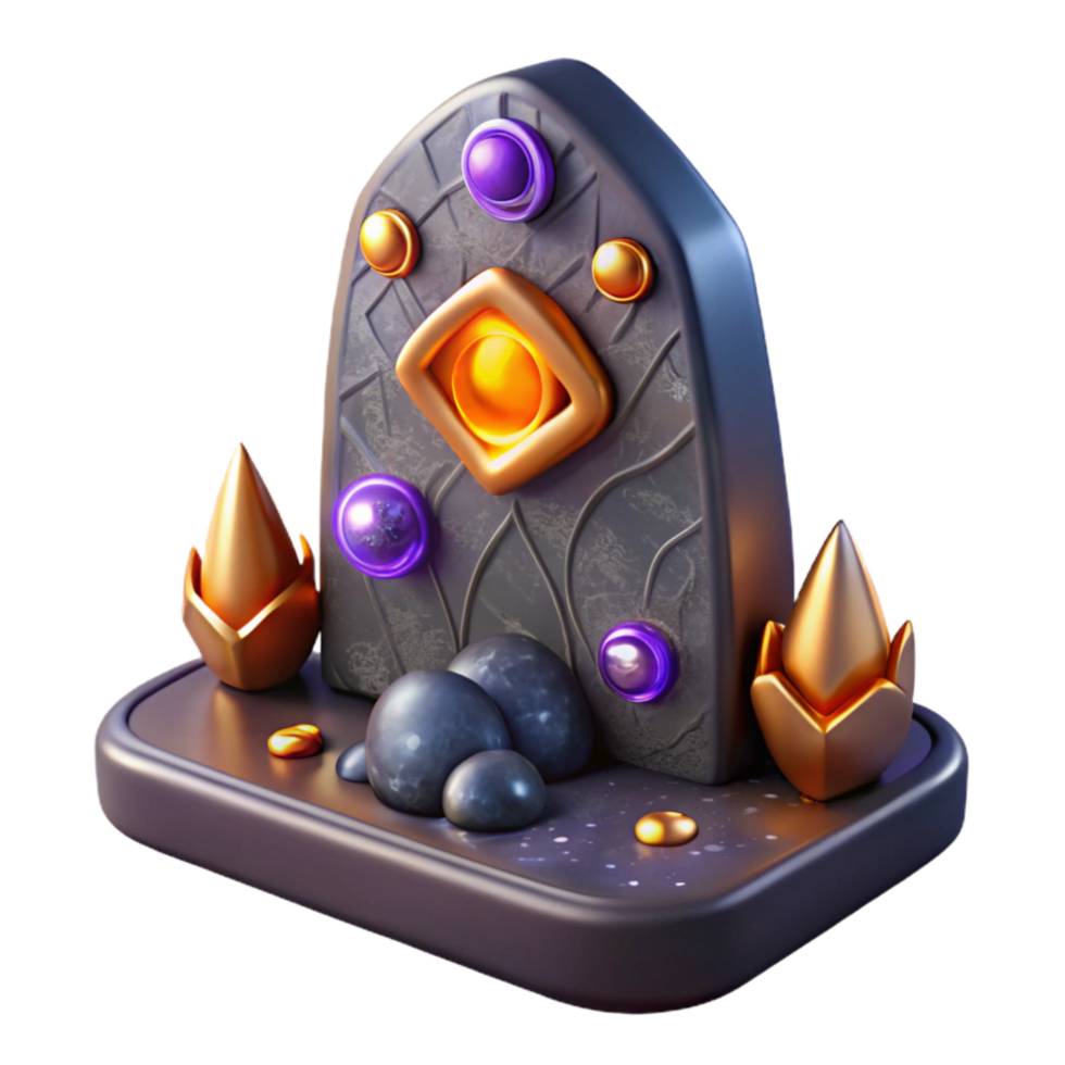 vibrant vintage Stone Tablet with Mysterious Symbols Isolated Element high resolution png