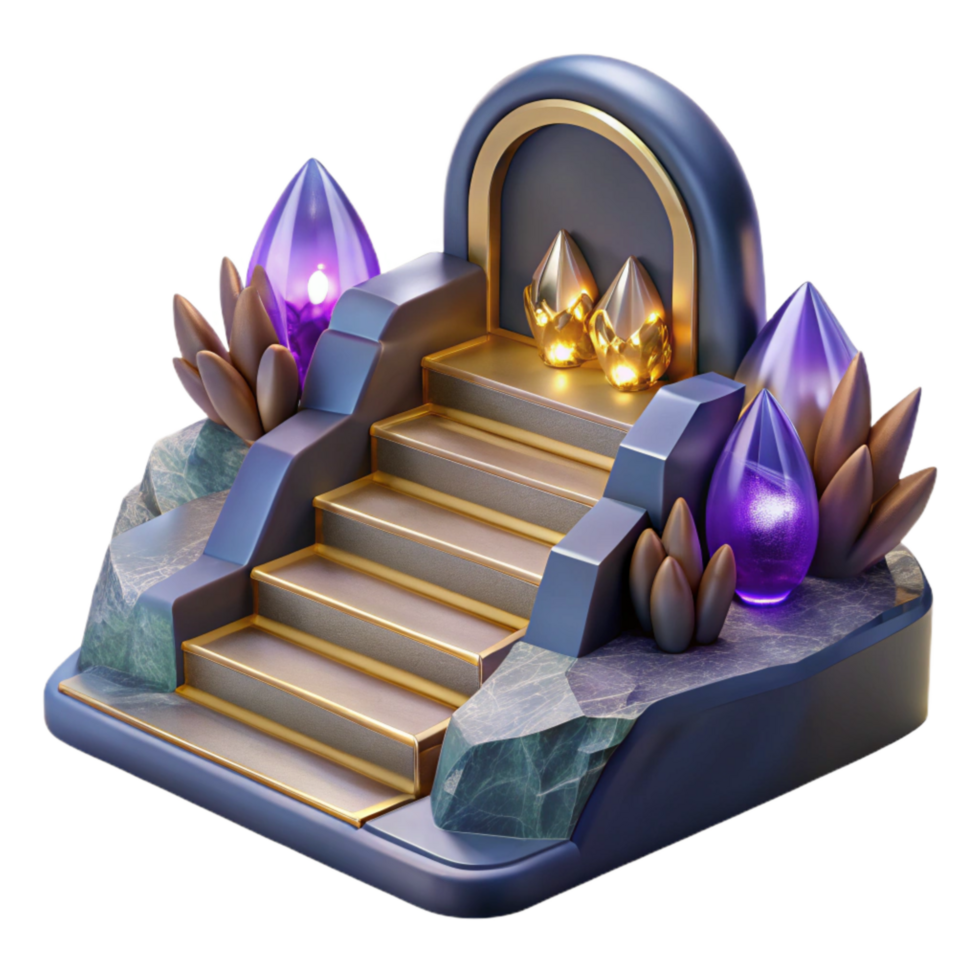 dramatic modern Stone Steps Leading to Unknown Path Transparent Element detailed png