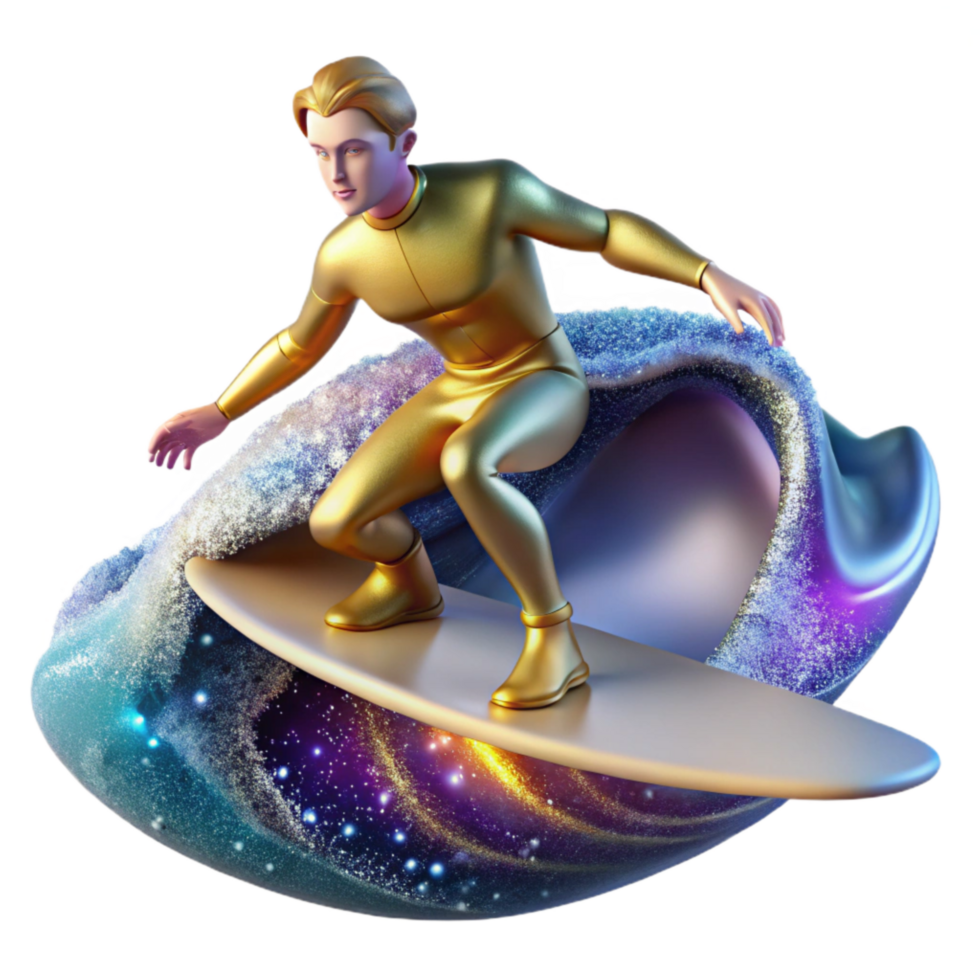 serene abstract Surfer Riding a Wave Front View Transparent high quality png