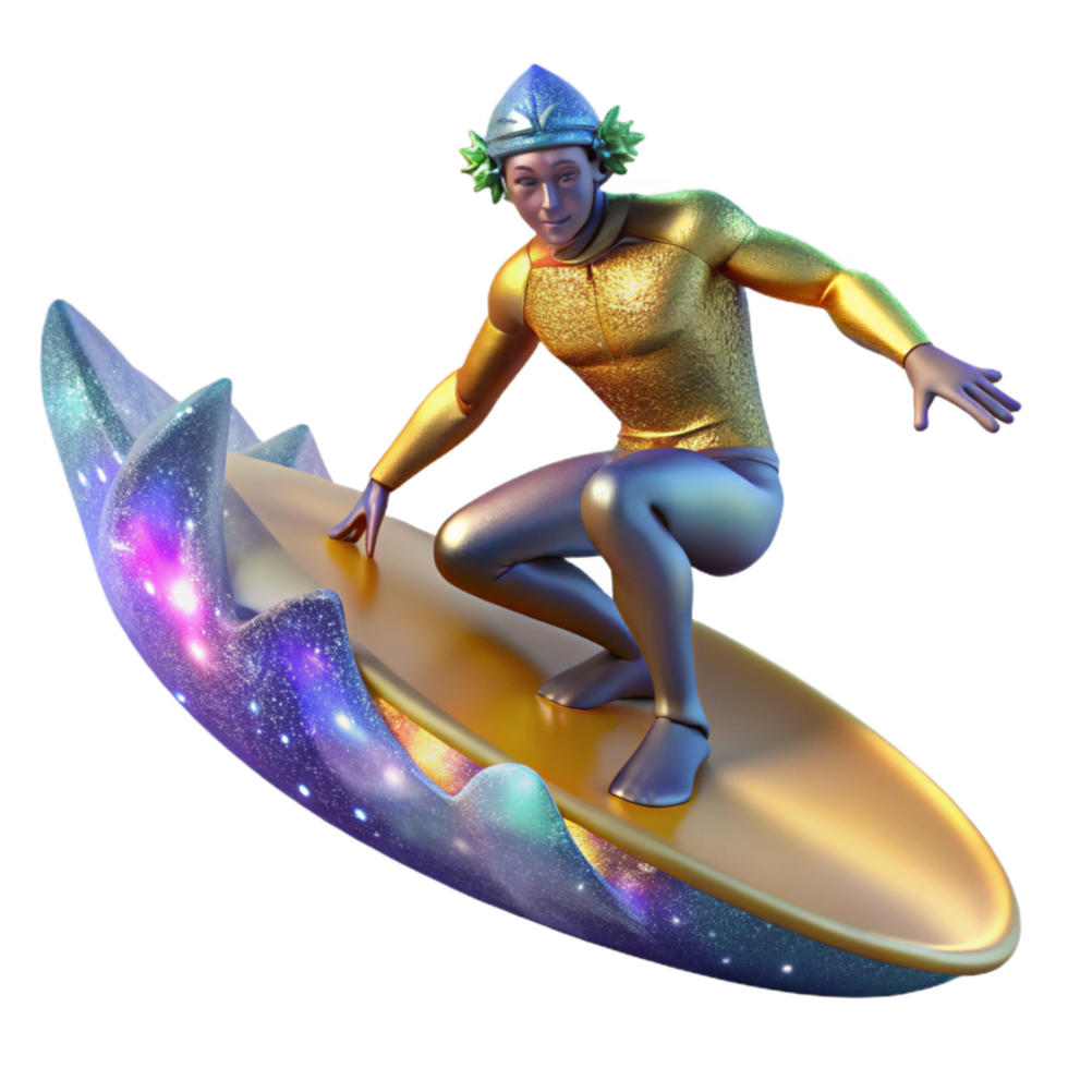 dramatic creative Surfer Riding Wave Dynamic Angle Transparent Background png