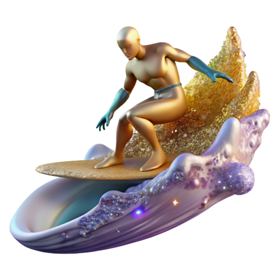 serene creative Surfer Wiping Out on Wave Transparent Background high quality png