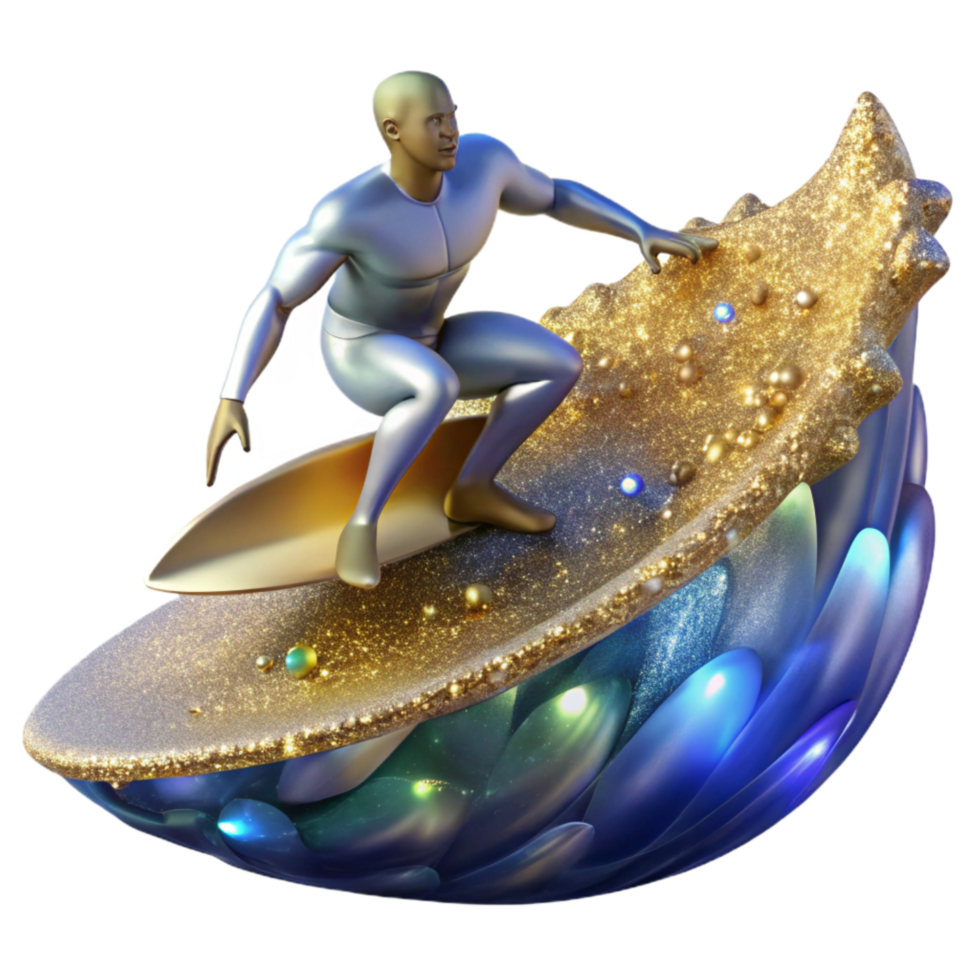 serene classic Surfer Riding Large Wave Cutout high resolution png