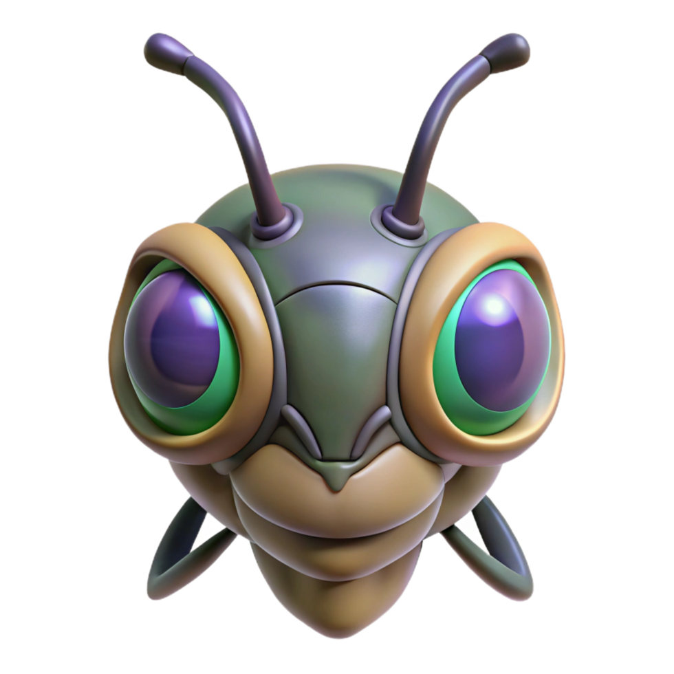 extraordinary modern Alien insect head with multifaceted eyes authentic png