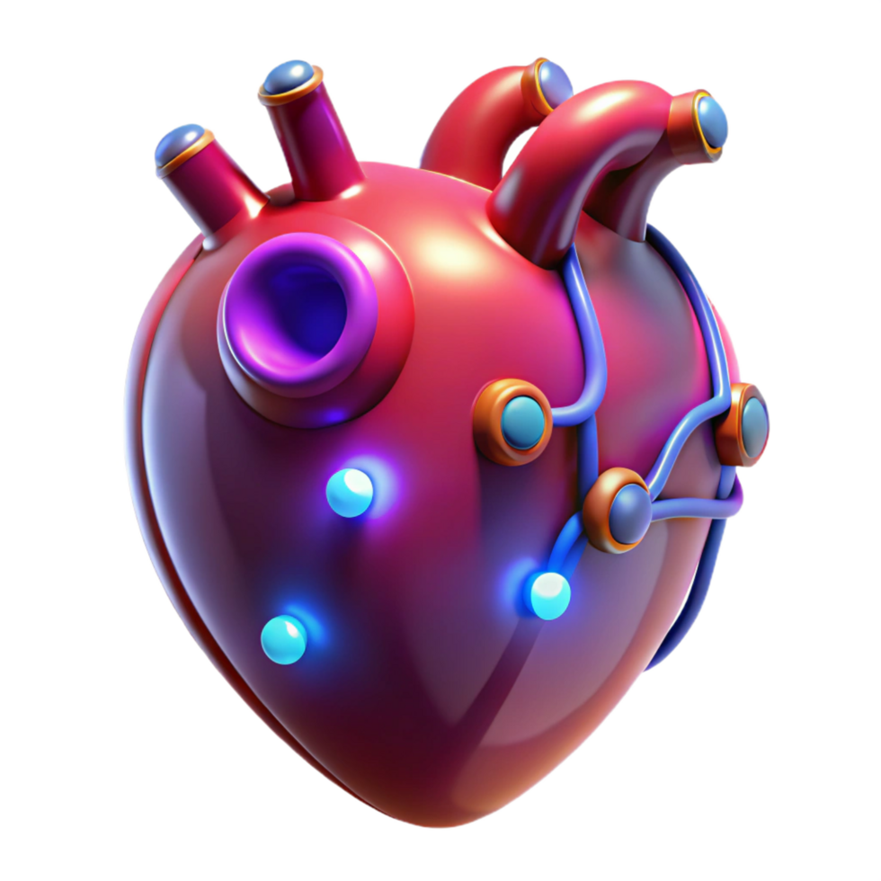 wonderful abstract Cybernetic heart with pulsating lights genuine png