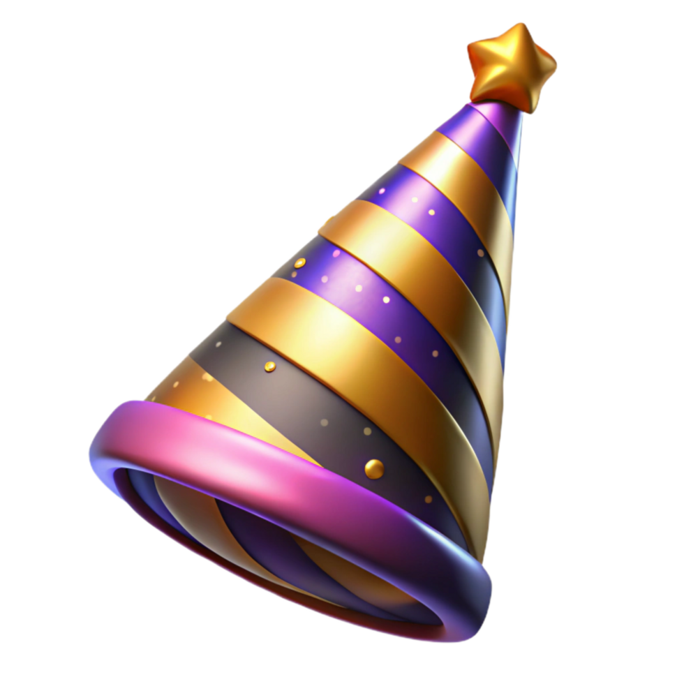 elegant rustic Surprise Party Hat with Colorful Stripes Isolated exclusive png