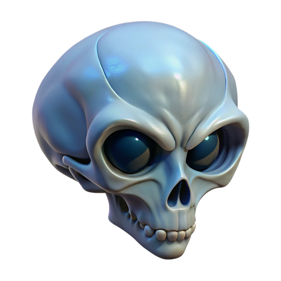 serene traditional Alien skull with intricate bone structure professional png