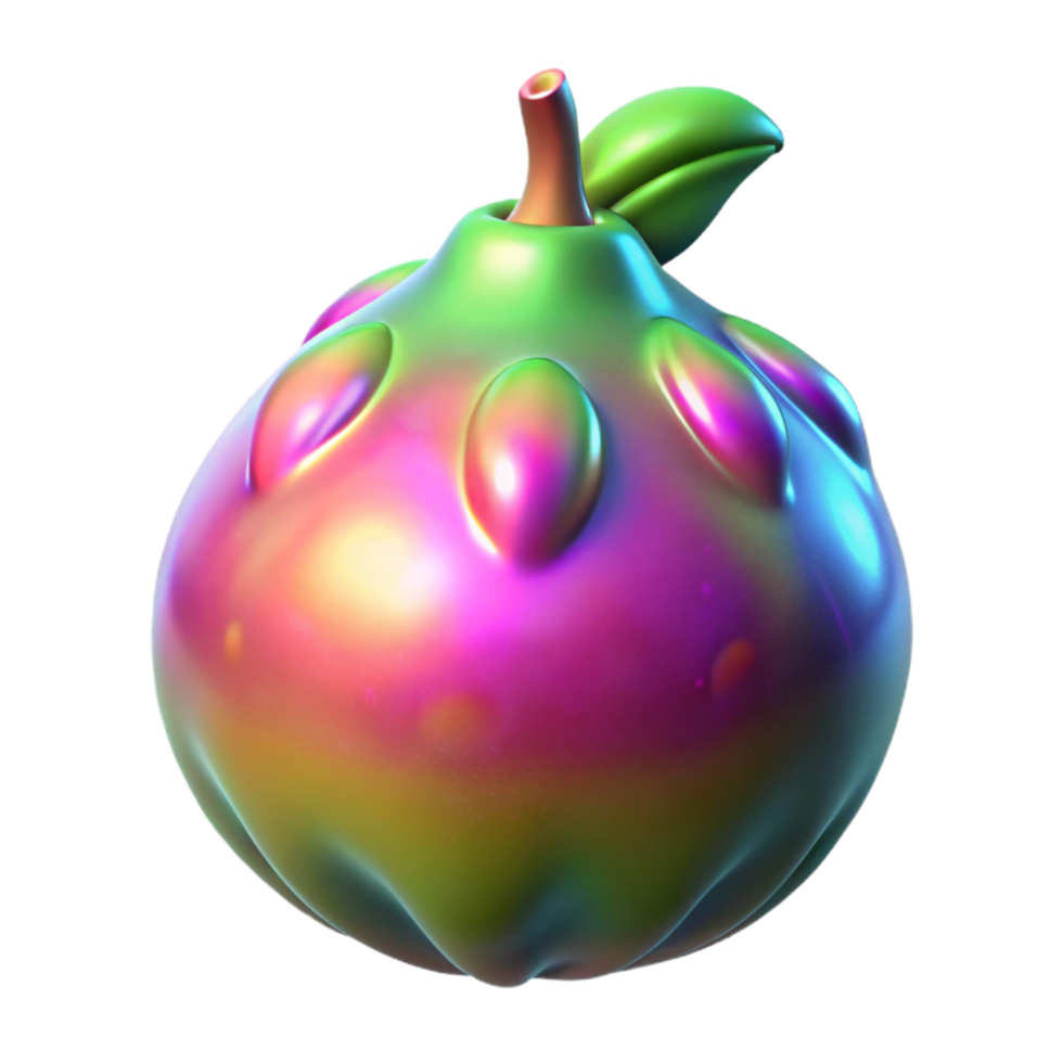 elegant minimalist Alien fruit with iridescent skin high resolution png
