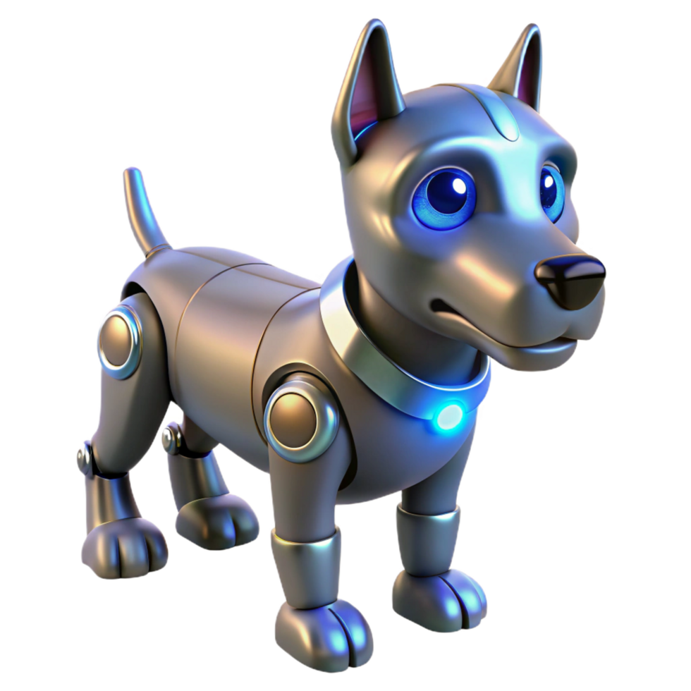 vibrant rustic Robotic dog with glowing LED eyes authentic png