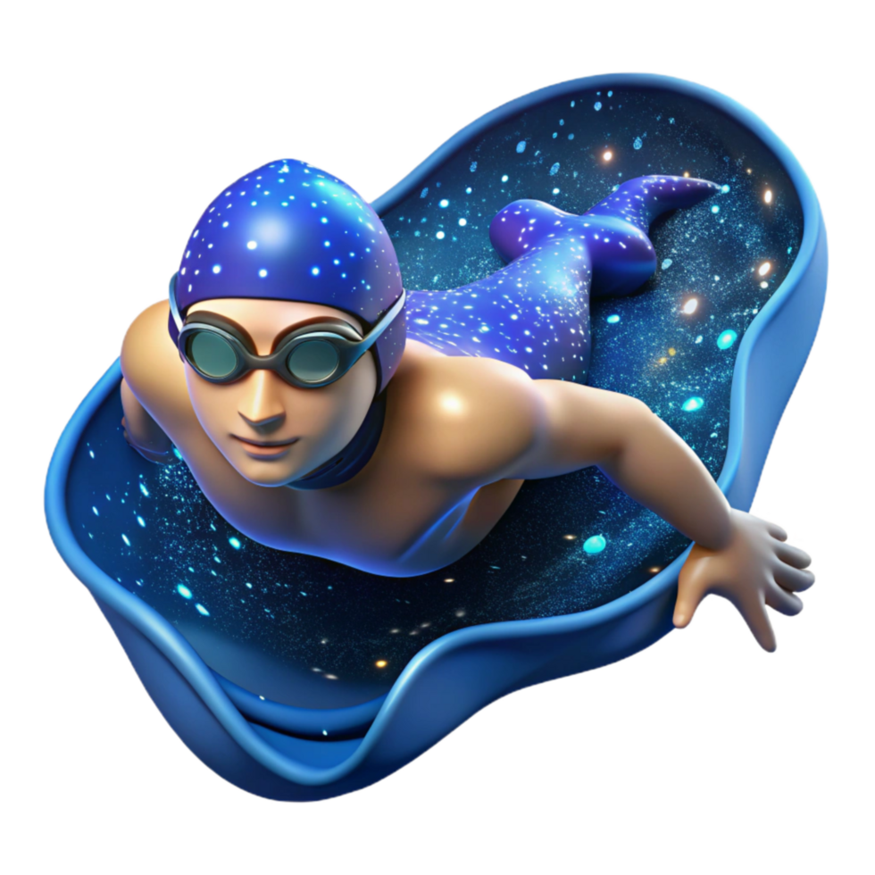 stunning creative Swimmer Underwater Stroke Cutout with Blue Tint authentic png