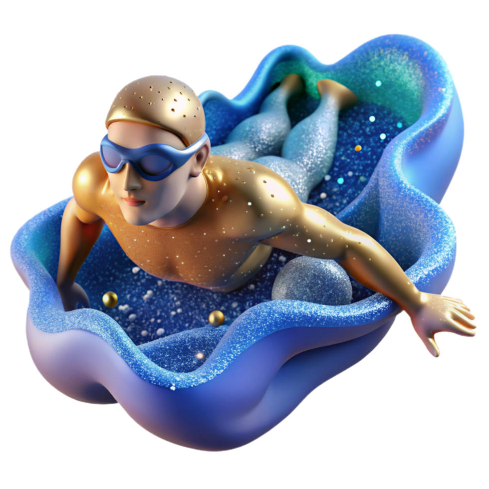 dramatic contemporary Swimmer Underwater Stroke Cutout with Blue Tint png
