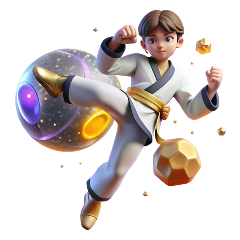 serene abstract Taekwondo Fighter Kicking High Isolated Element with Dynamic Angle genuine png