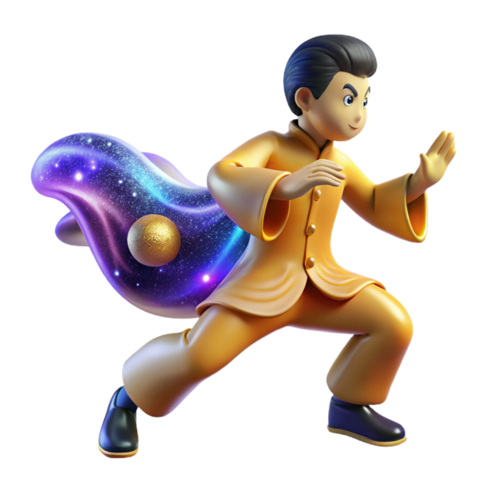elegant traditional Tai Chi Practitioner Slow Motion Blur Cutout original png