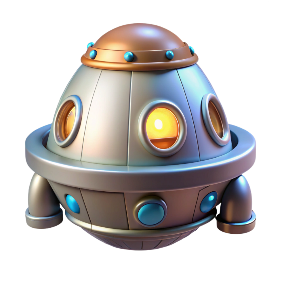 beautiful classic Spaceship escape pod with flashing lights high resolution png