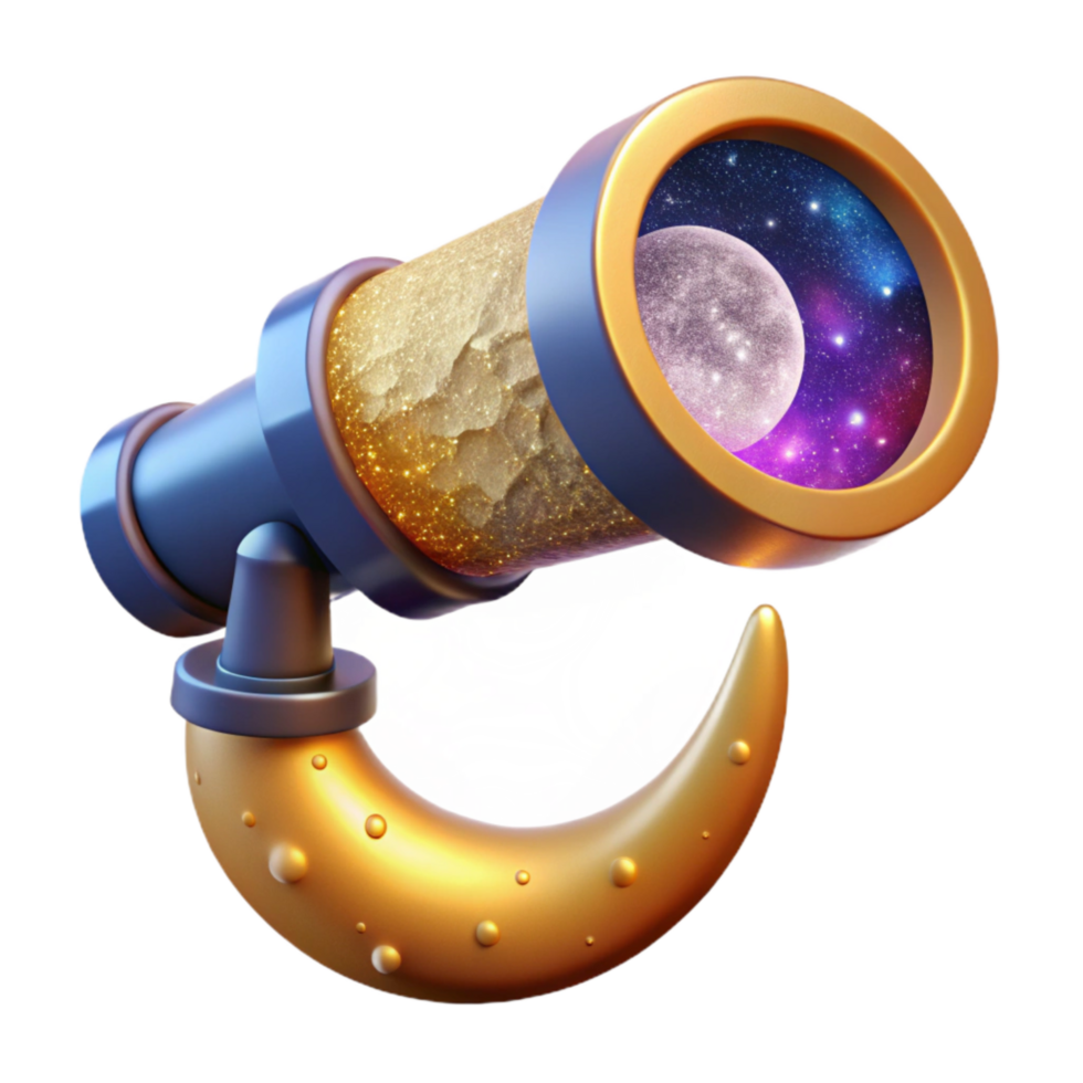 extraordinary rustic Telescope Observing Crescent Moon Transparent Background high quality png