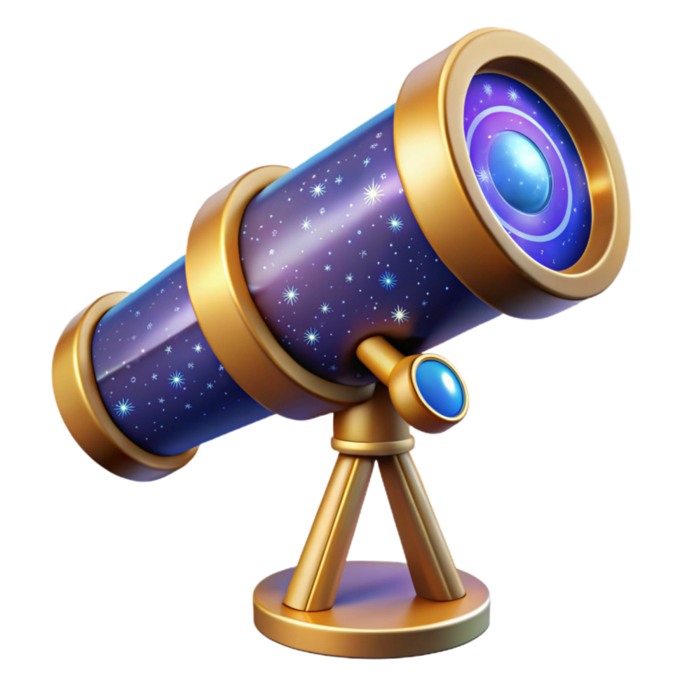 beautiful abstract Telescope with Star Chart Isolated Transparent Background detailed png