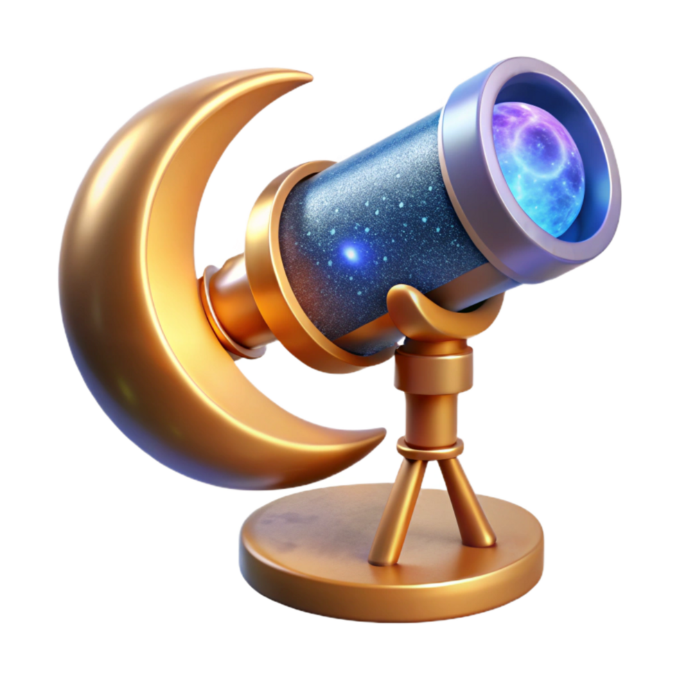 stunning modern Telescope Observing Crescent Moon Transparent Background high quality png