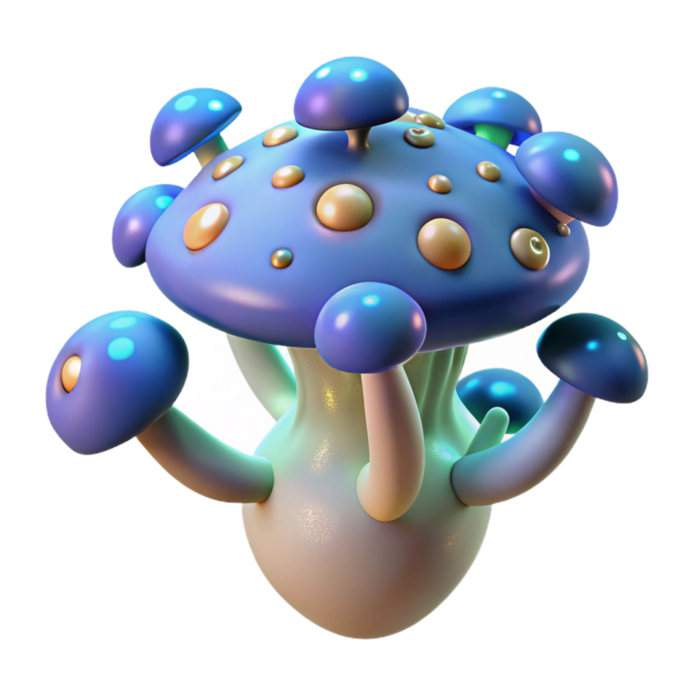 serene classic Alien fungus with bioluminescent spores professional png