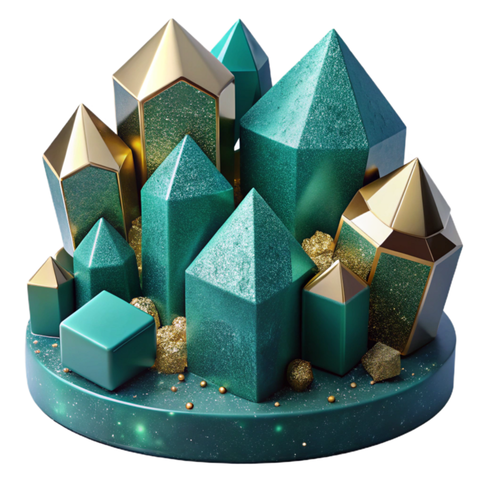 stunning vintage Teal Geometric Shapes Building Blocks of Progress Isolated high resolution png