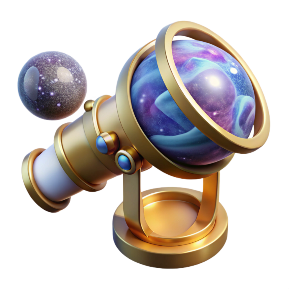 impressive vintage Telescope Viewing Saturn Isolated Transparent Background professional png