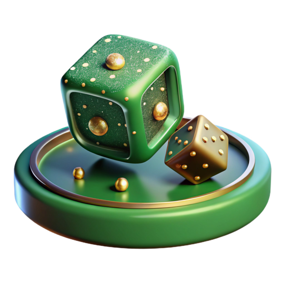 stunning minimalist Throwing Dice Onto Green Felt Table Transparent Background genuine png