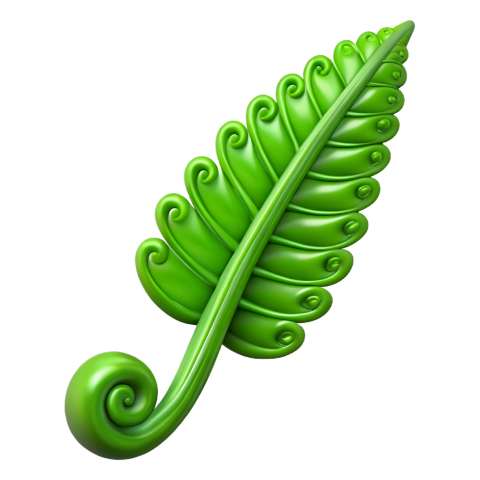beautiful vintage Green fern leaf unfurling 4K png