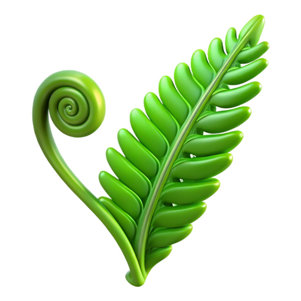 dramatic modern Green fern leaf unfurling exclusive png
