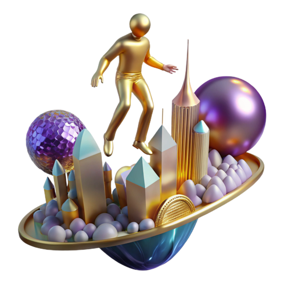 impressive classic Tightrope Walker Balancing Over Cityscape Transparent Background original png