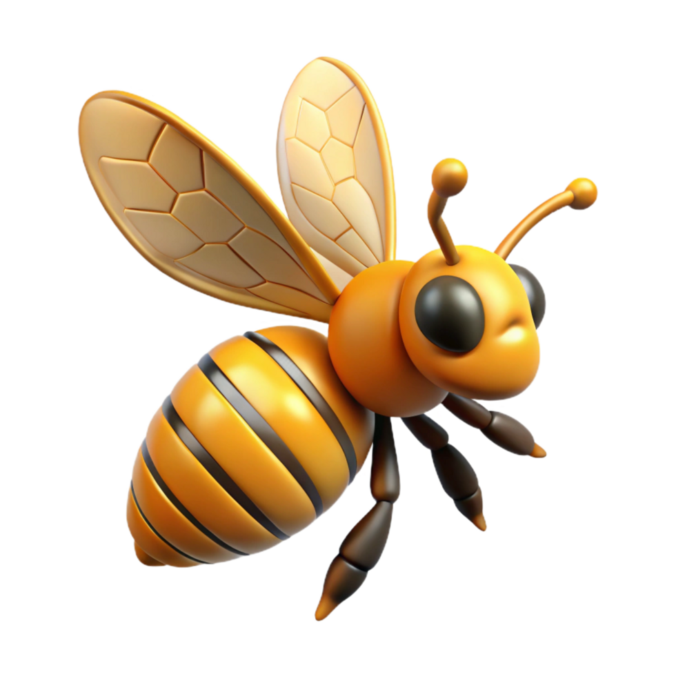 impressive artistic Honeybee in flight wings spread high resolution png