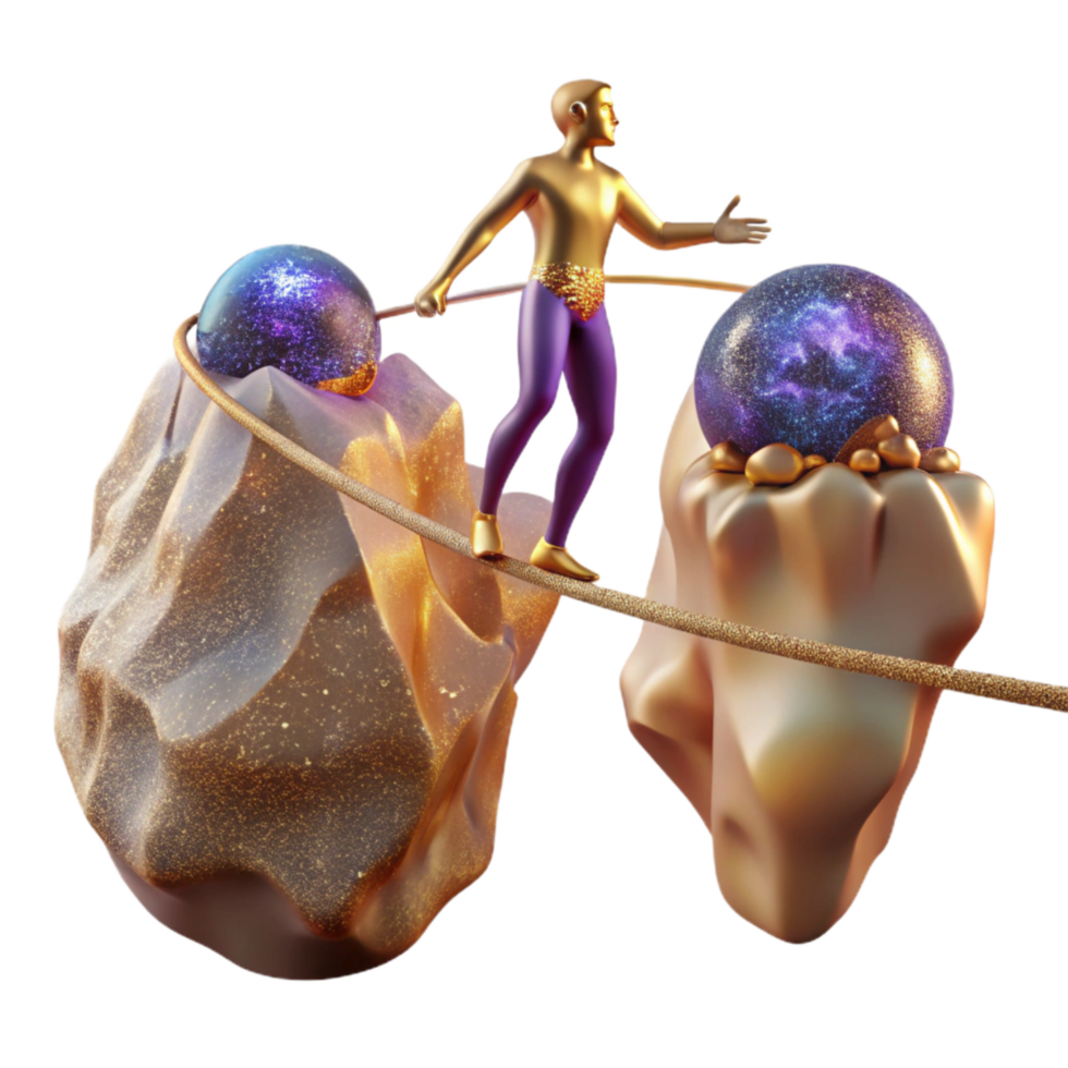 impressive rustic Tightrope Walker Over Canyon Transparent Background png