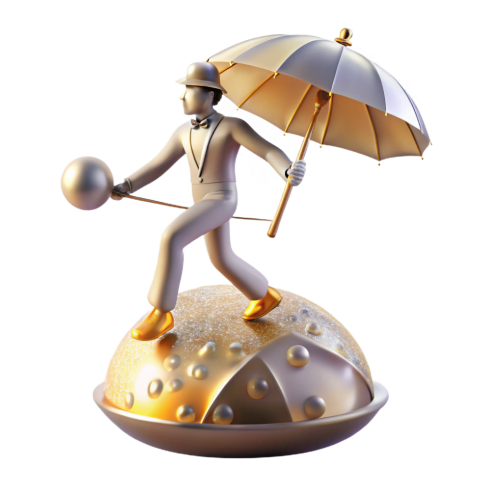 beautiful classic Tightrope Walker with Umbrella Balancing Act Transparent Background premium png