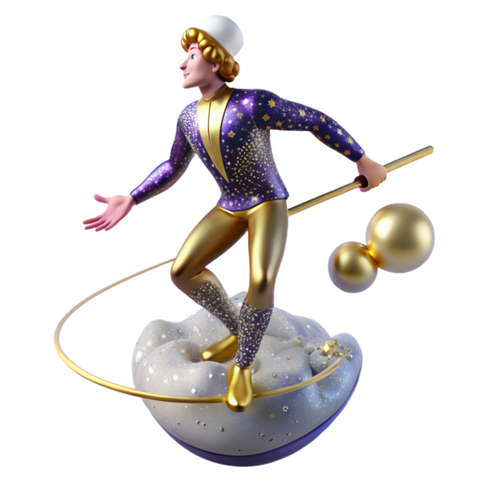 vibrant minimalist Tightrope Walker with Balancing Pole Cutout exclusive png