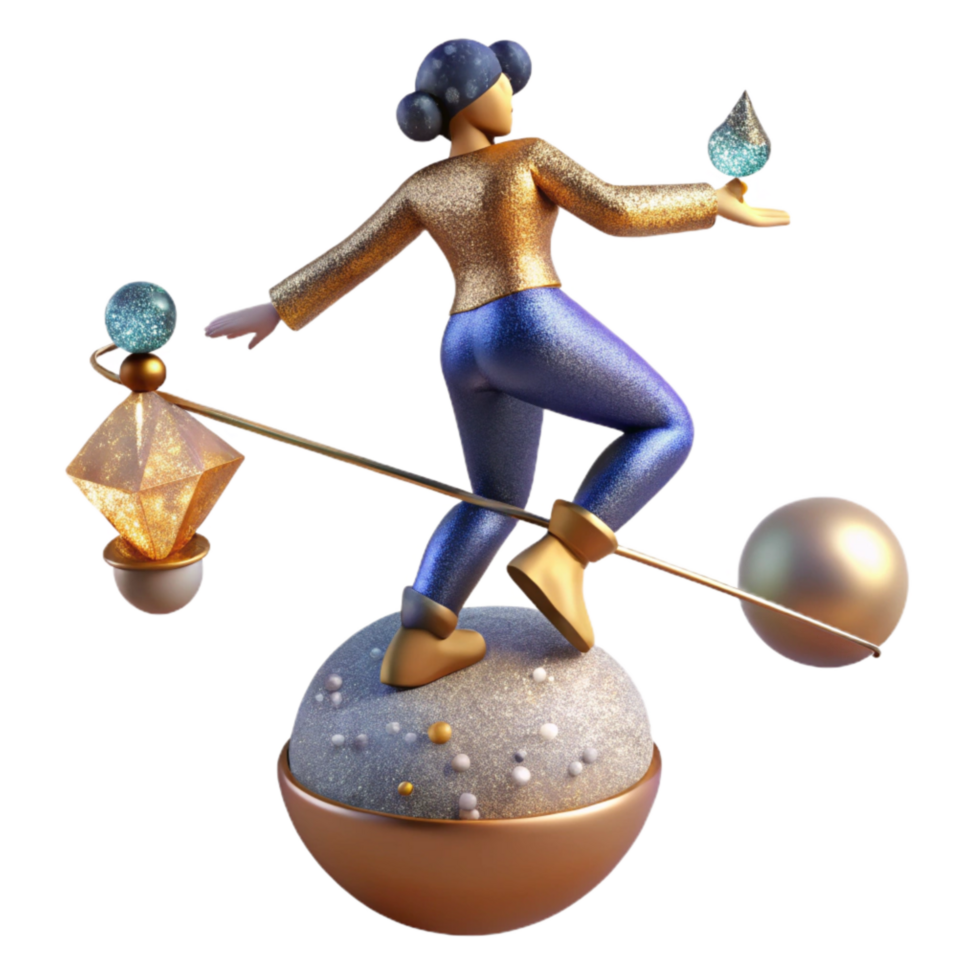 wonderful minimalist Tightrope Walker with Balancing Pole Cutout premium png