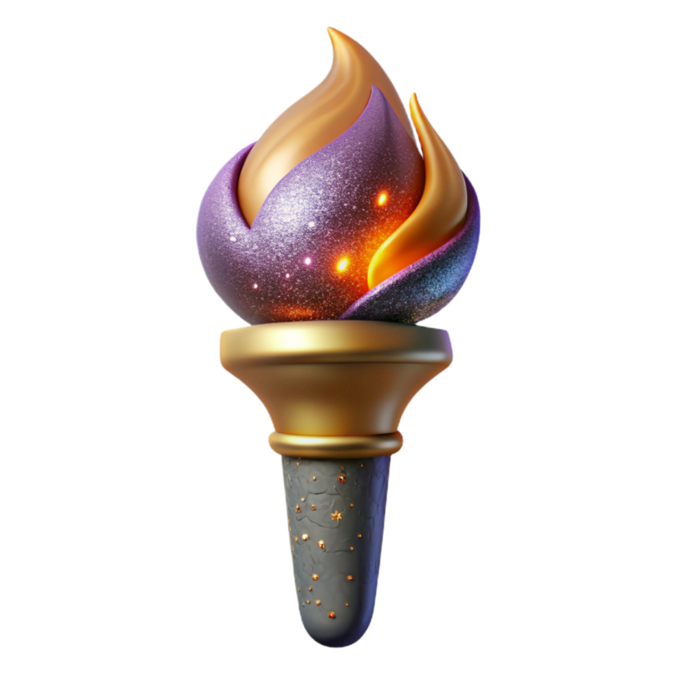 elegant traditional Torch Flame with Realistic Lighting Isolated premium png