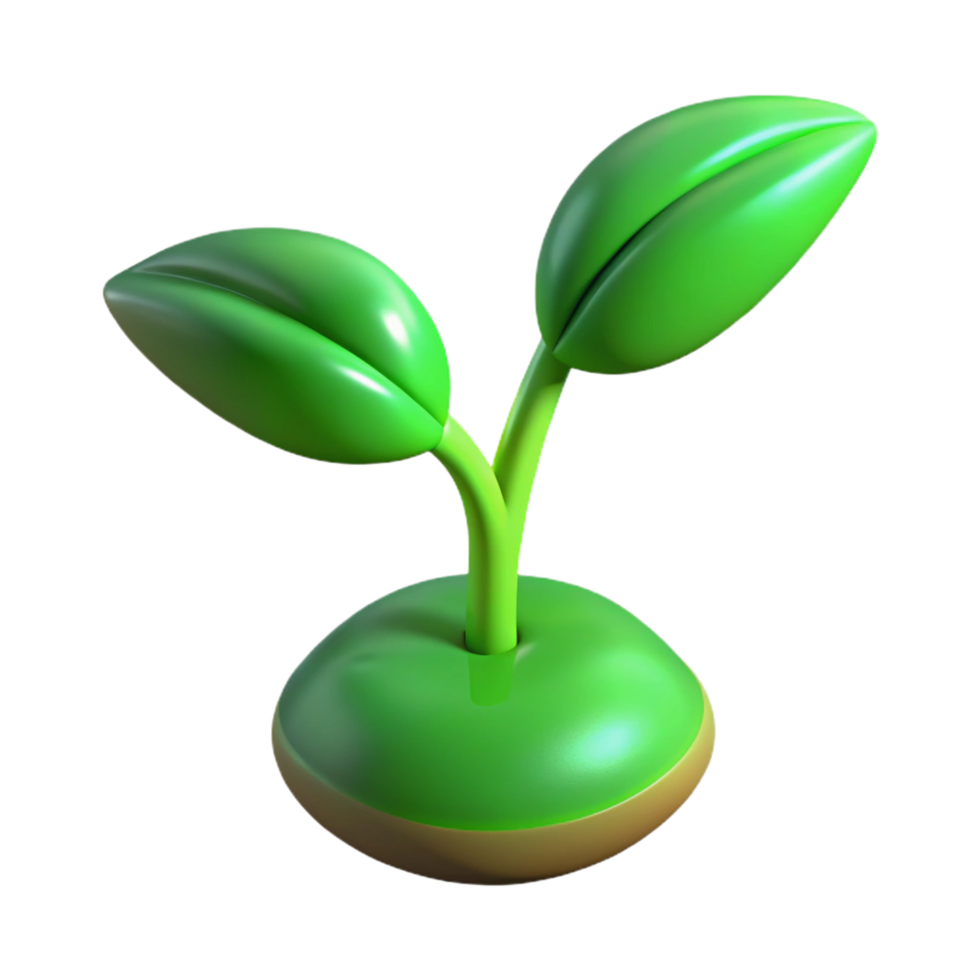 wonderful traditional Green sprout with two leaves 4K png