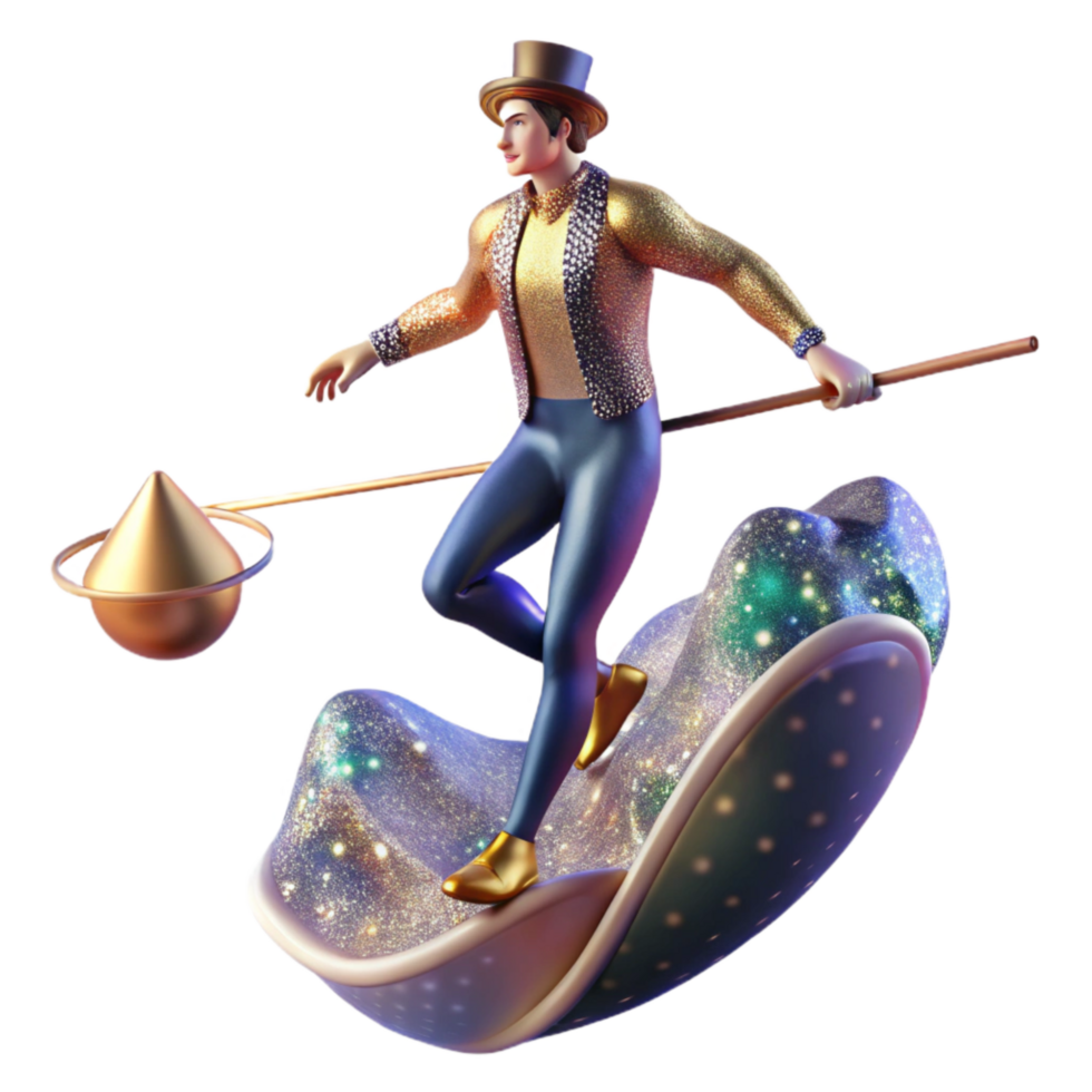 magnificent rustic Tightrope Walker with Balancing Pole Cutout professional png