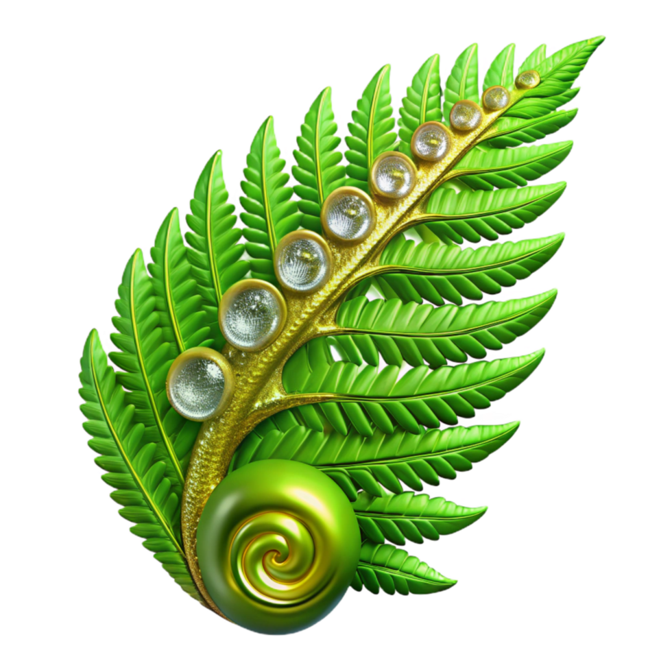 impressive contemporary Unfurling Fern Frond Bright Green Cutout png