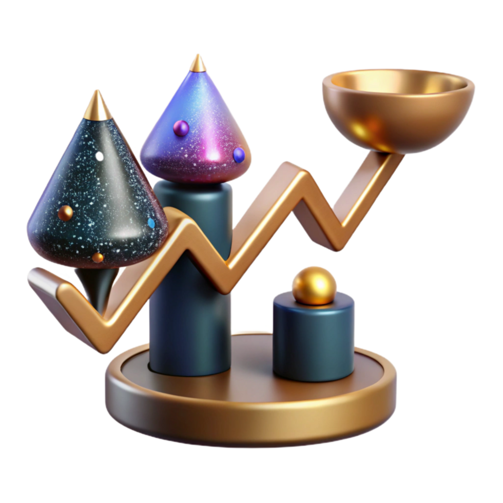 extraordinary creative Upward Trending Graph on Balancing Scale Cutout high resolution png