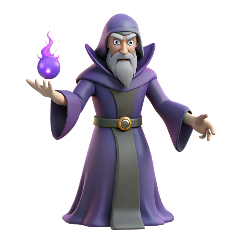 serene minimalist Evil sorcerer, casting spell, high resolution png
