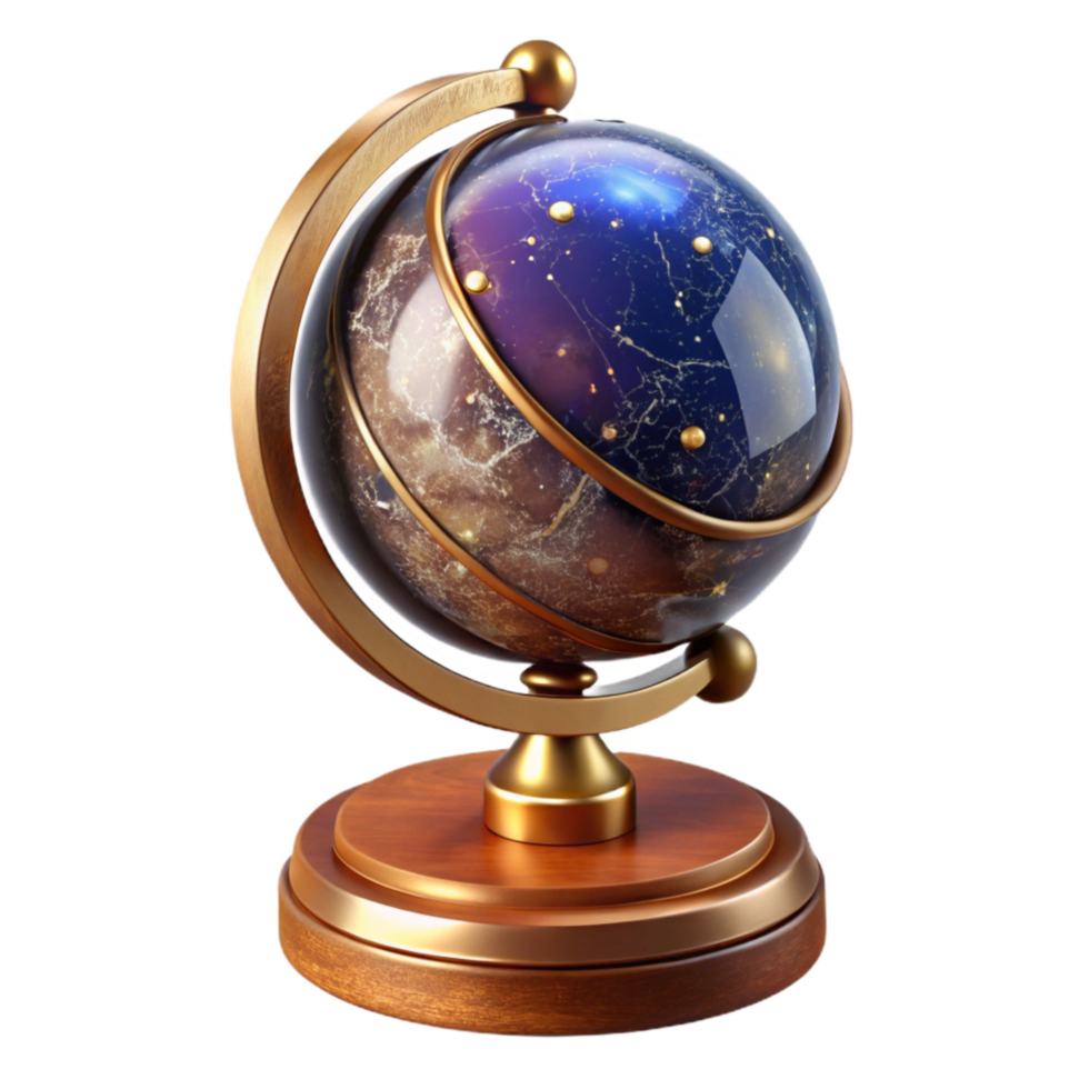 wonderful rustic Vintage Globe on Wooden Stand Isolated Element original png