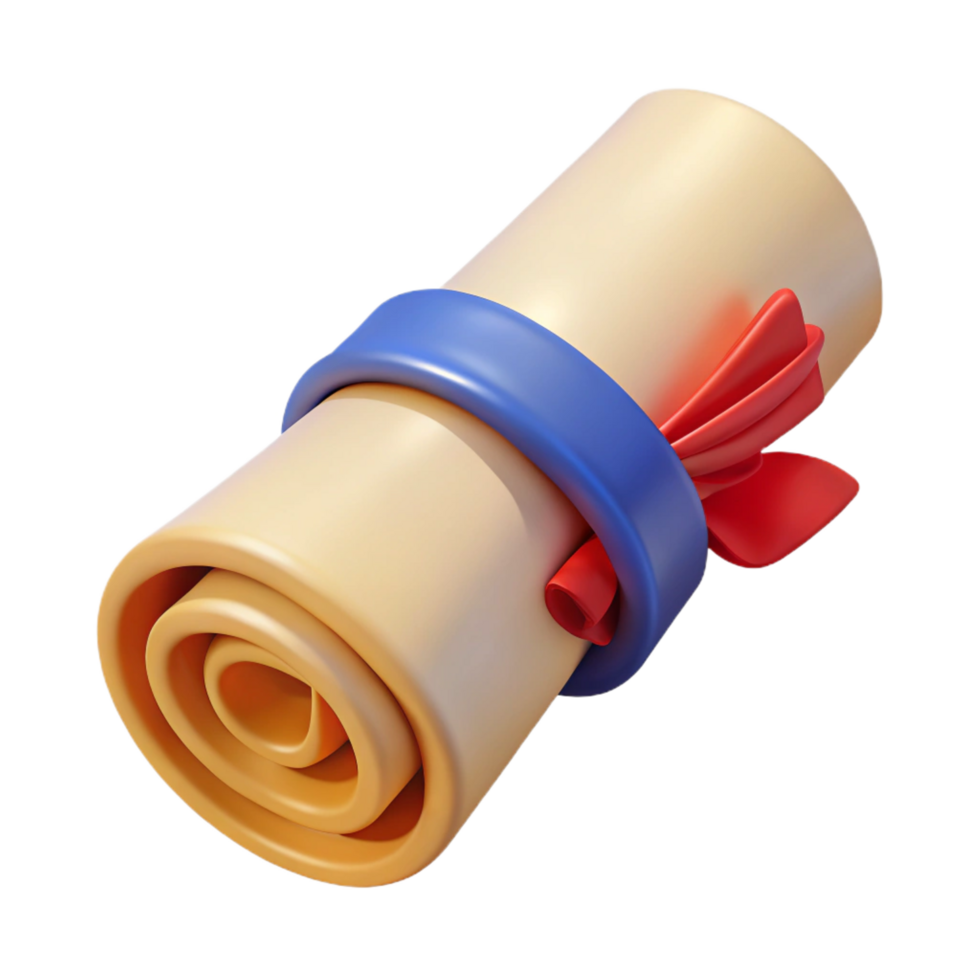 beautiful artistic Scroll, rolled up, tied with ribbon, 4K png