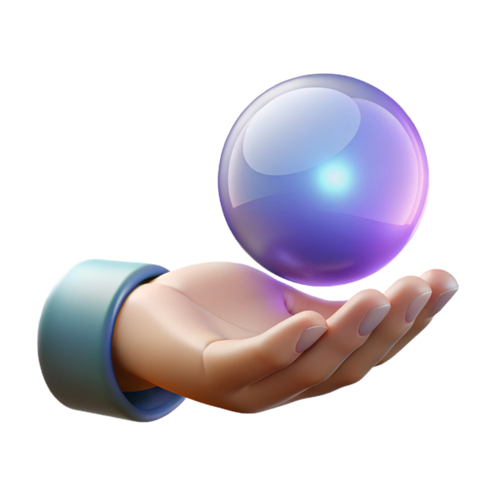 stunning modern Open hand, holding glowing orb, original png