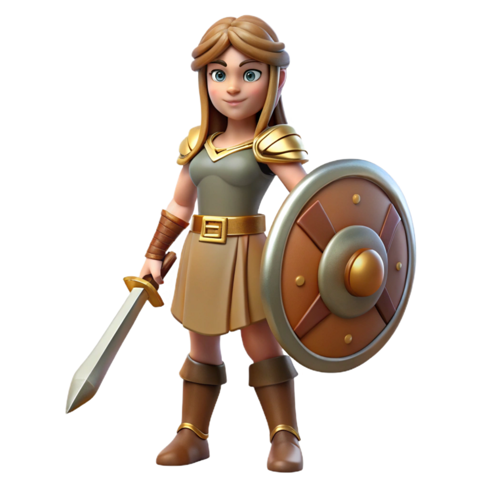 wonderful rustic Warrior woman, sword and shield, exclusive png