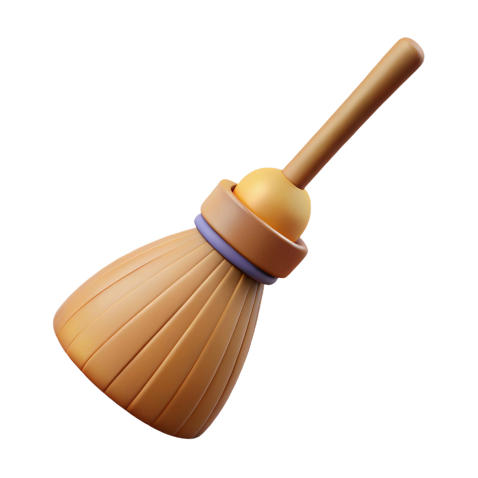 serene artistic Flying broom, wooden handle, authentic png