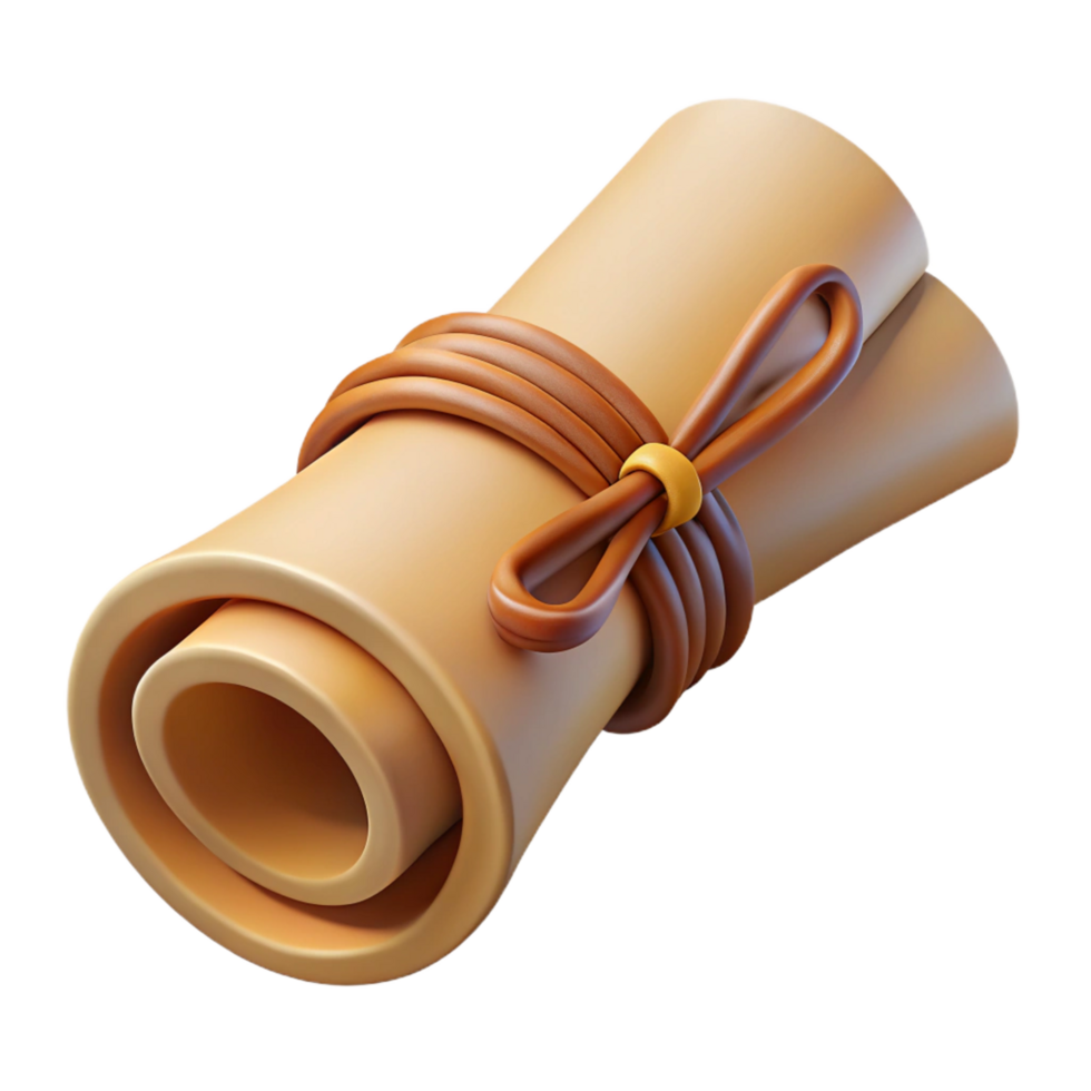 wonderful modern Old map, rolled up, tied with string, high quality png