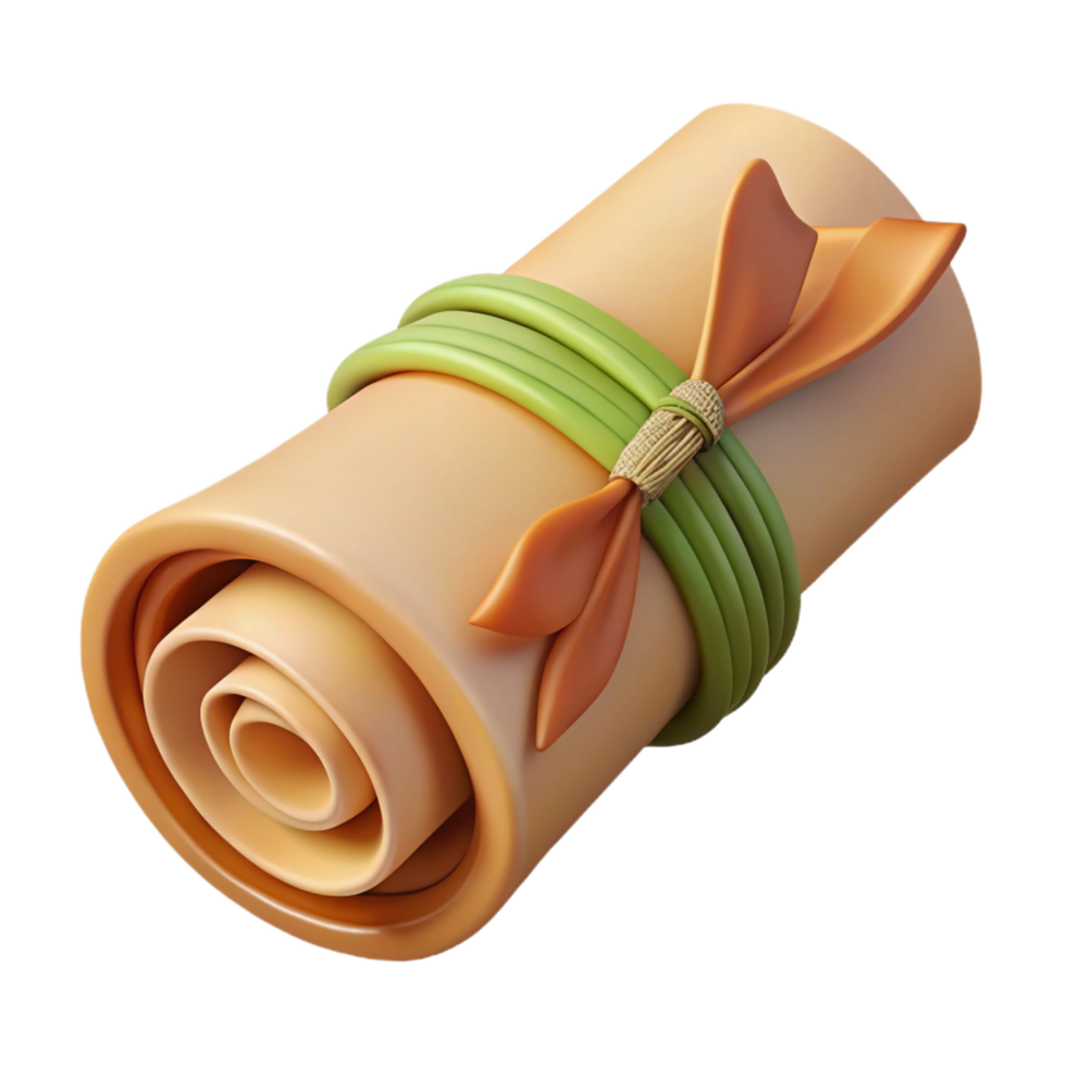 dramatic traditional Old map, rolled up, tied with string, exclusive png