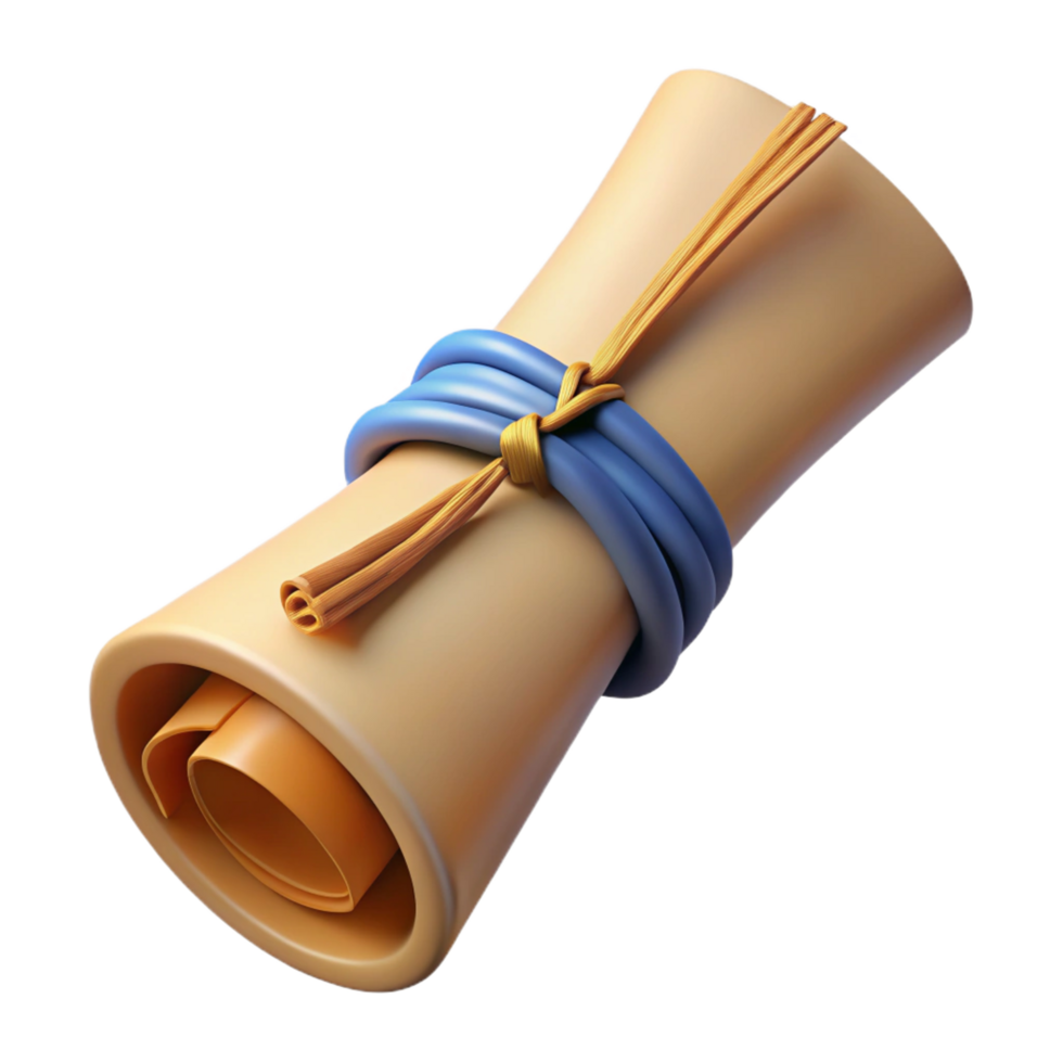 serene vintage Old map, rolled up, tied with string, 4K png