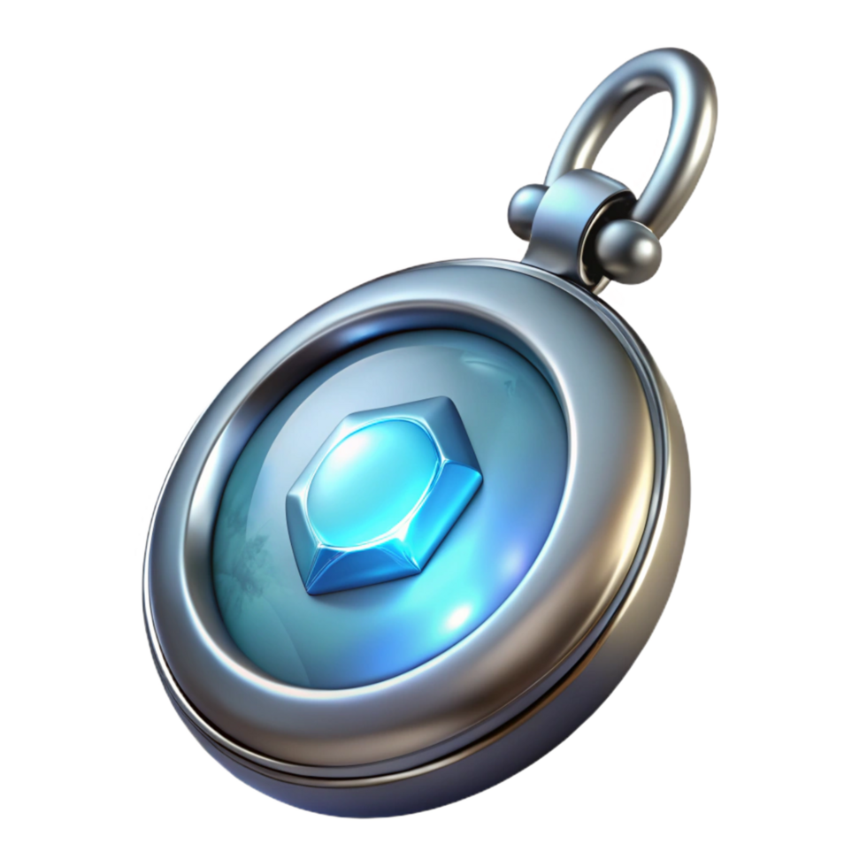 elegant minimalist Silver locket, glowing gem, detailed png
