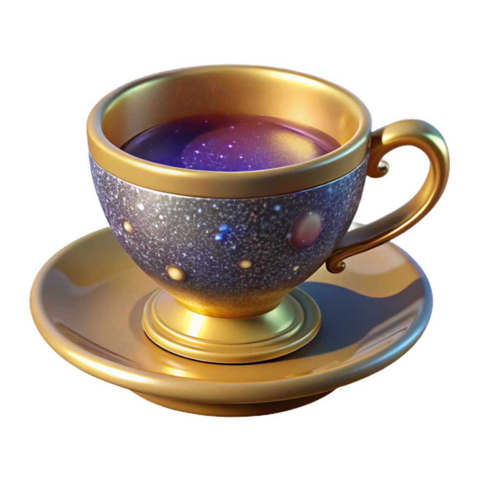 wonderful rustic Vintage Teacup with Saucer Side View Isolated detailed png